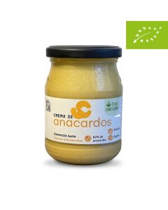 Crema de anacardos con vainilla de Comercio Justo en tarro de cristal.