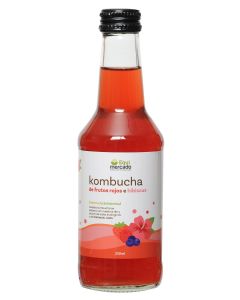 Kombucha de frutos rojos e  hibisco. Sin necesidad de almacenar en fr&iacute;o. Comercio Justo