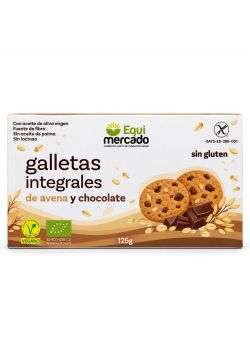 Galletas integrales de avena con chocolate ecológicas sin gluten de EquiMercado 125 g