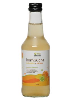 Kombucha de jengibre y cítricos de Comercio Justo. Sin necesidad de frío.