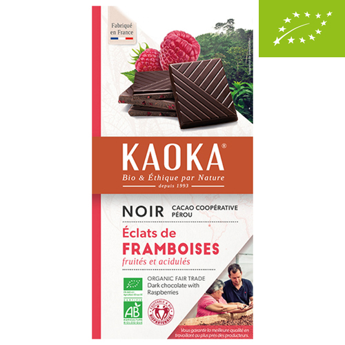 Chocolate Kaoka negro con frambuesas