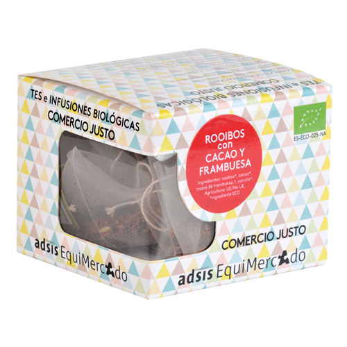 Caja de rooibos con cacao y frambuesa en pirámides (contiene 15 uds)