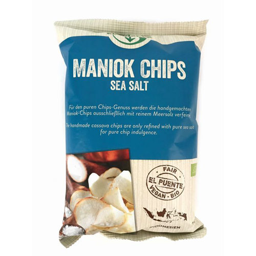 Bolsa de chips de mandioca con sal marina