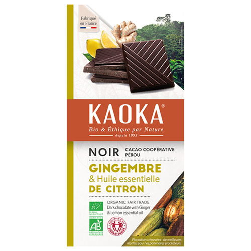Chocolate Kaoka negro con limón y jengibre