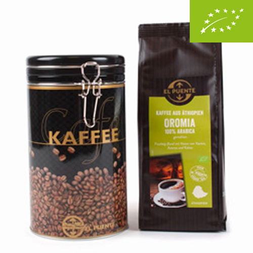 Café Oromia con lata de regalo para la conservación de café