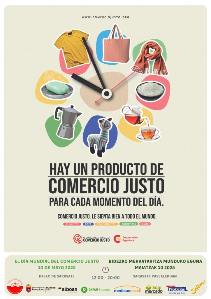 Cartel del Día Internacional de Comercio Justo en Pamplona